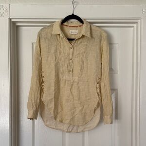 Anthropologie Cream Button-Down Blouse
